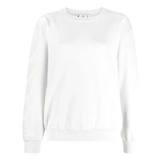 Off-White SS21 Arrow Logo-trykk Sports-hettegenser med rund hals, hvit