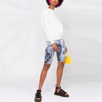 Off-White SS21 Arrow Logo-trykk Sports-hettegenser med rund hals, hvit