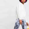 Off-White SS21 Arrow Logo-trykk Sports-hettegenser med rund hals, hvit