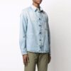 Off-White SS21 blå skjorte med spenne på reverset og lange ermer