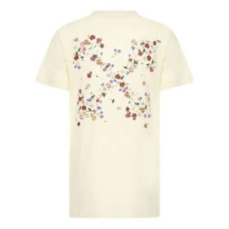 Off-White SS21 Blomsterbrodert pil Short kremhvit