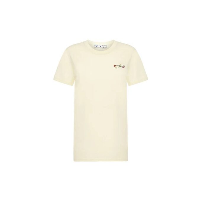 Off-White SS21 Blomsterbrodert pil Short kremhvit