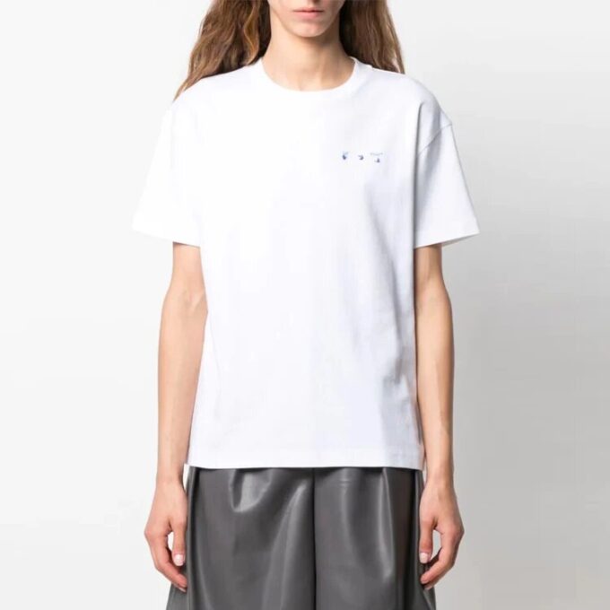 Off-White SS21 Blomstertrykk Kortærmet Slim Fit-versjon Hvit