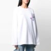 Off-White SS21-genser med trykt logomønster, rund hals og løs passform, hvit