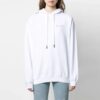 Off-White SS21 Hettegenser med brodert Flower Arrows-logo, løs passform, hvit