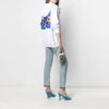 Off-White SS21 Hettegenser med brodert Flower Arrows-logo, løs passform, hvit