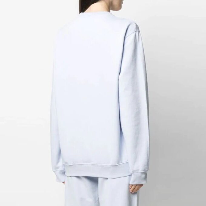 Off-White SS21 Hettegenser med brodert logo på brystet, rund hals, lyseblå