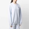 Off-White SS21 Hettegenser med brodert logo på brystet, rund hals, lyseblå