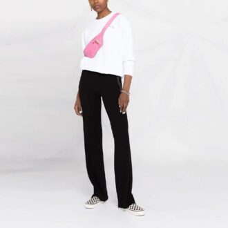Off-White SS21 Hvit hettegenser med rund hals og trykk av blomster og pil-logo