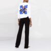 Off-White SS21 Hvit hettegenser med rund hals og trykk av blomster og pil-logo