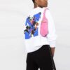 Off-White SS21 Hvit hettegenser med rund hals og trykk av blomster og pil-logo