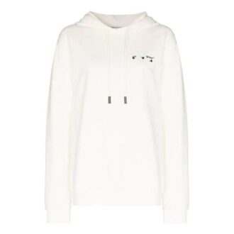 Off-White SS21 Logo-brodert Arrow-hettegenser, løs passform, hvit