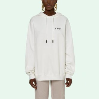 Off-White SS21 Logo-brodert Arrow-hettegenser, løs passform, hvit