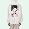 Off-White SS21 Logo-brodert Arrow-hettegenser, løs passform, hvit