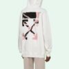 Off-White SS21 Logo-brodert Arrow-hettegenser, løs passform, hvit