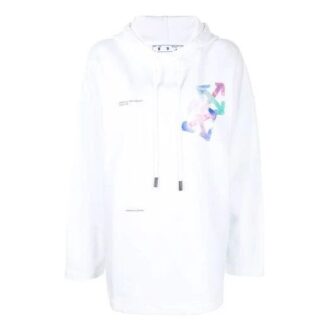 Off-White SS21 Logo-genser med hette Hvit