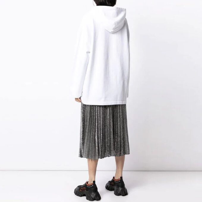 Off-White SS21 Logo-genser med hette Hvit
