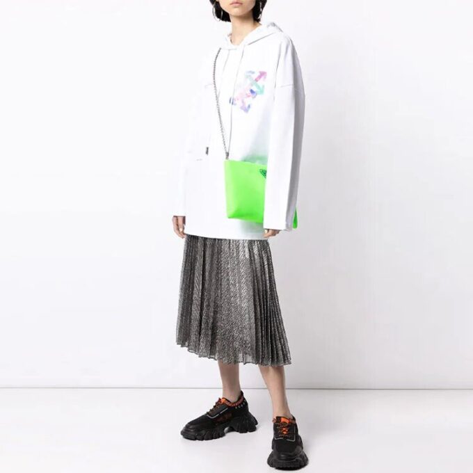 Off-White SS21 Logo-genser med hette Hvit