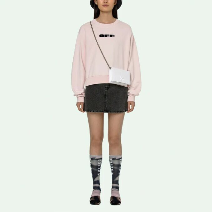 Off-White SS21 Logo Rundhalset Hettefri Hettegenser Rosa