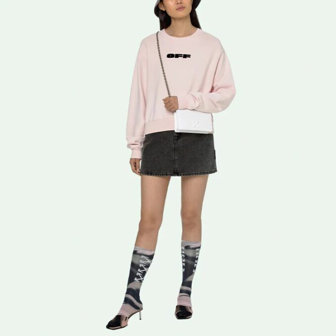 Off-White SS21 Logo Rundhalset Hettefri Hettegenser Rosa