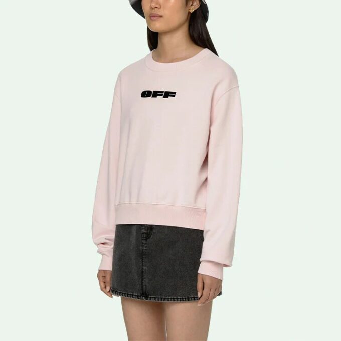 Off-White SS21 Logo Rundhalset Hettefri Hettegenser Rosa