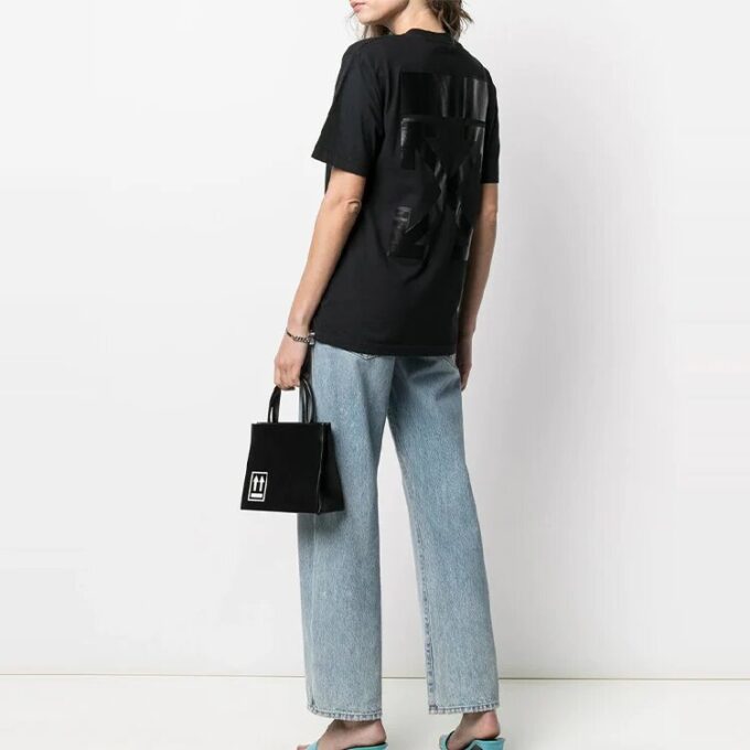 Off-White SS21 Logo-trykk Koselig rundhalset kortærmet svart