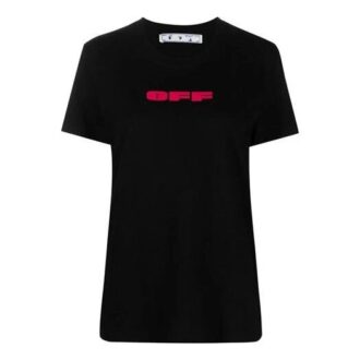 Off-White SS21 Logo-trykk Rund hals Kort ermet Slim fit Svart T-skjorte