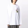 Off-White SS21 mønstertrykk, løs rundhalset langermet hvit hettegenser