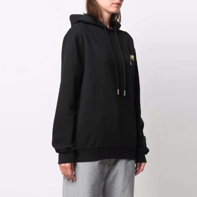 Off-White SS21 mønstertrykt løs hettegenser, svart