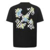 Off-White SS21 Plant Flower Plaid Rundhalset Kortærmet Slim Fit Svart T-skjorte