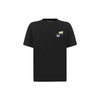 Off-White SS21 Plant Flower Plaid Rundhalset Kortærmet Slim Fit Svart T-skjorte