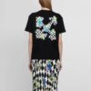 Off-White SS21 Plant Flower Plaid Rundhalset Kortærmet Slim Fit Svart T-skjorte