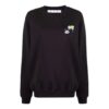 Off-White SS21 rutete blomstertrykk rundhalset langermet svart hettegenser