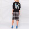 Off-White SS21 rutete blomstertrykk rundhalset langermet svart hettegenser