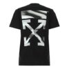 Off-White SS21 T-skjorte med kort erme, svart, med pilemønster og logo-trykk