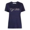 Off-White SS21 T-skjorte med logo-trykk, korte ermer, slim fit, marineblå
