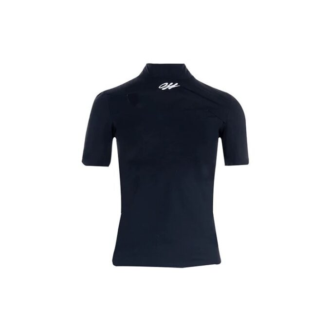 Off-White SS21 T-skjorte med trykt logo, kort ermet, slim fit, svart