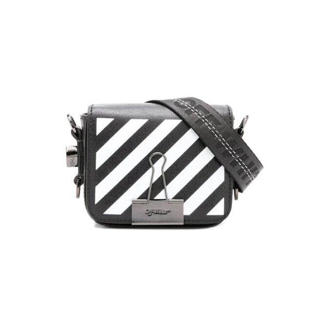 Off-White Stripe Mini skulderveske Svart/Hvit