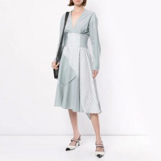 Off-White Stripe Tight Waist Cozy A Creamy White Kjole