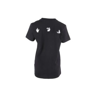 Off-White T-skjorte med kort erme, slim fit og trykt slagord i svart
