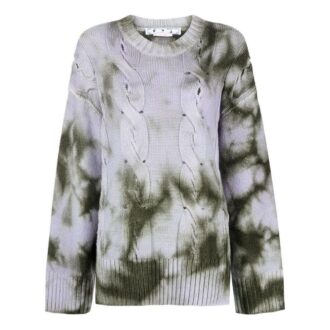 Off-White Tie-Dye-mønstret kabelstrikket genser «Grey Green»