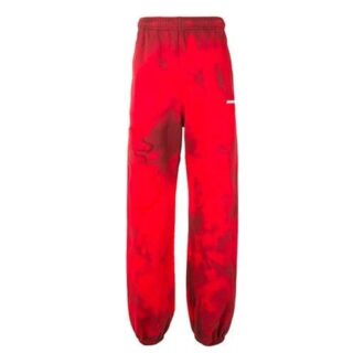 Off-White Tie Dye røde sportsbukser/joggebukser for menn