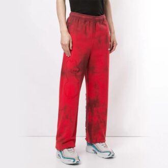Off-White Tie Dye røde sportsbukser/joggebukser for menn