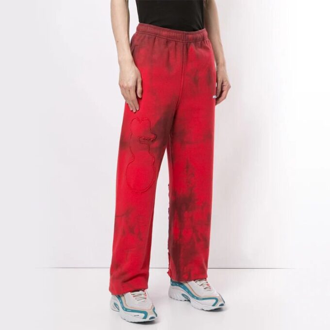 Off-White Tie Dye røde sportsbukser/joggebukser for menn