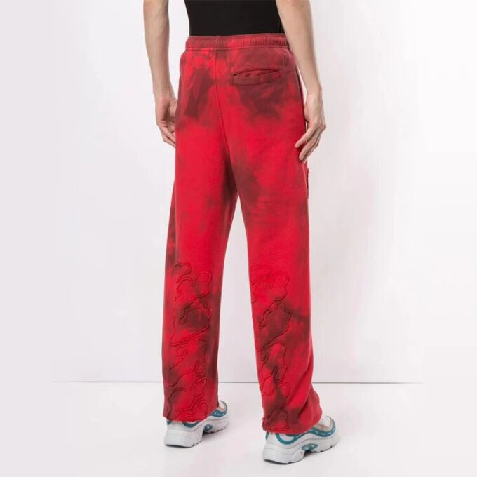 Off-White Tie Dye røde sportsbukser/joggebukser for menn