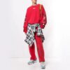 Off-White Tie Dye røde sportsbukser/joggebukser for menn