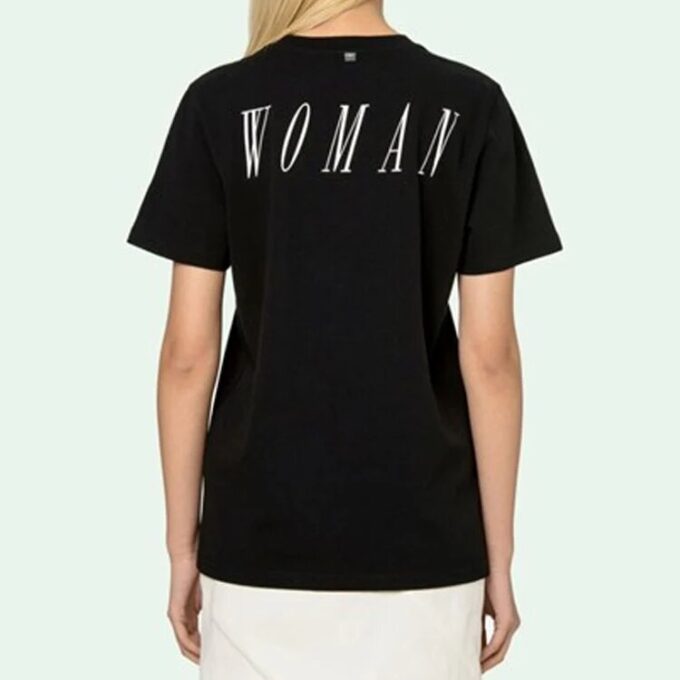Off-White-trykk, kort ermet, svart
