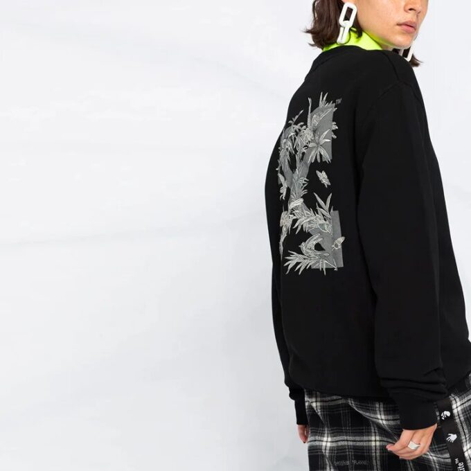 Off-White-trykk med pilemønster, sports-hettegenser, svart