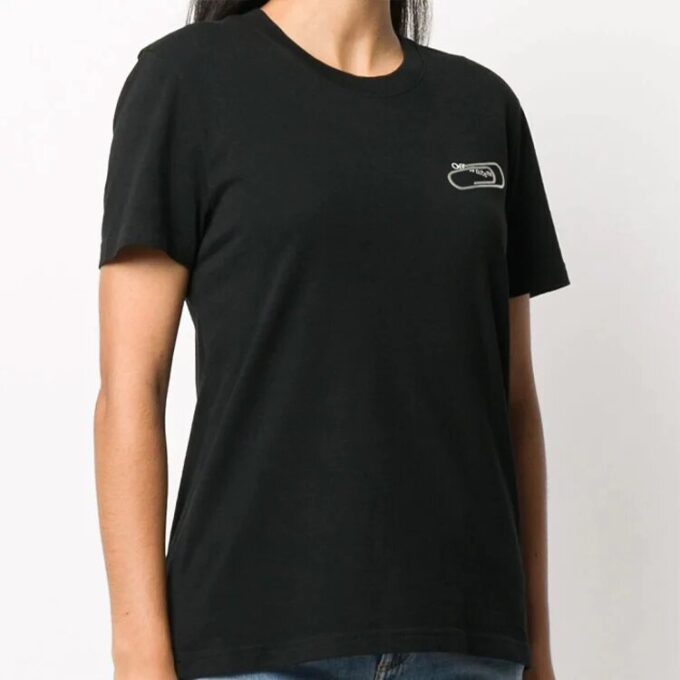 Off-White-trykk Svart T-skjorte