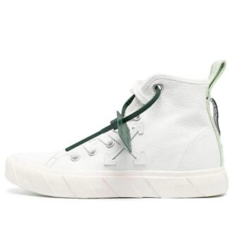 Off-White vulkanisert høytopp-Sneaker «White Green»